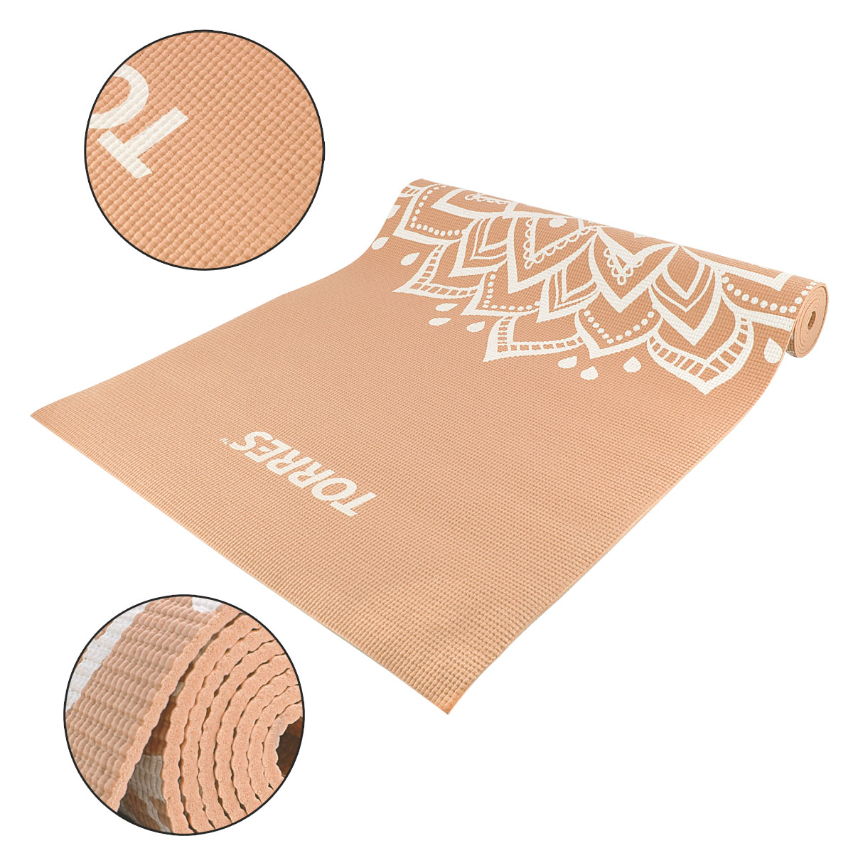 Коврик для йоги TORRES Relax 4, ПВХ 4 мм, Цвет Пудровый