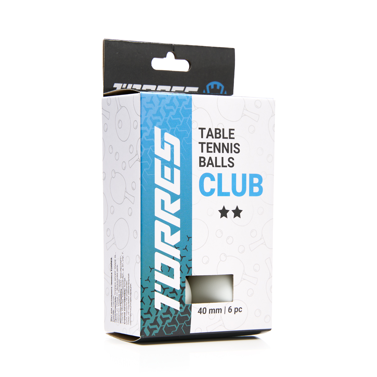 Мяч для настольного тенниса TORRES, упаковка 6 шт, Цвет Белый
