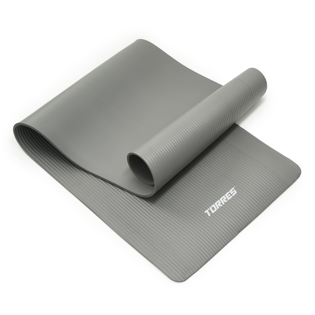 Коврик для йоги TORRES SOFT, каучук 0,8 см, серый, Толщина коврика 8 мм