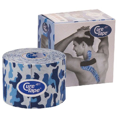 Тейп кинезиологический CURETAPE Art, размер 5 см x 5 м, Цвет Бело-голубой