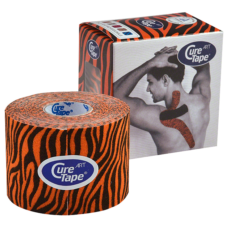 Тейп кинезиологический CURETAPE Art, размер 5 см x 5 м, Цвет Оранжево-черный
