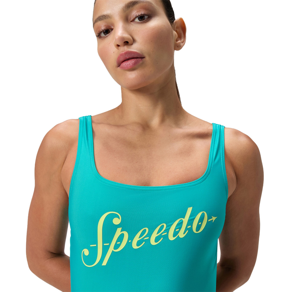 Купальник SPEEDO Logo Square Back Swimsuit, Размер р.30, Цвет Бирюзовый