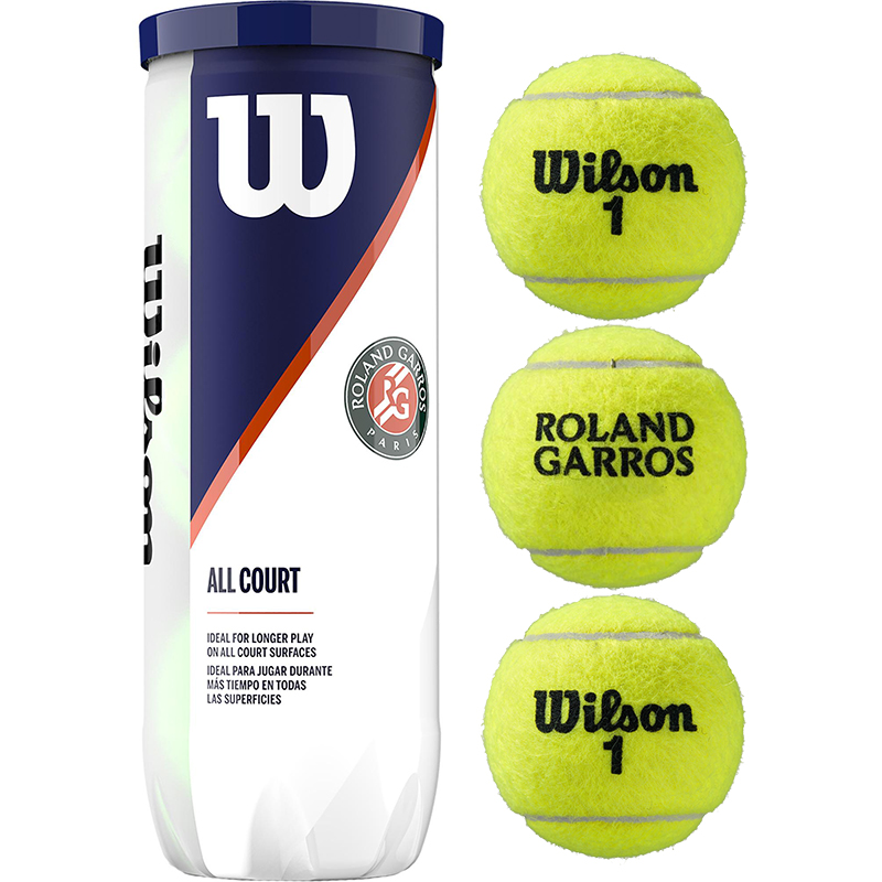 Мяч для большого тенниса WILSON Roland Garros All Court, одобрен ITF, упаковка 3 мяча