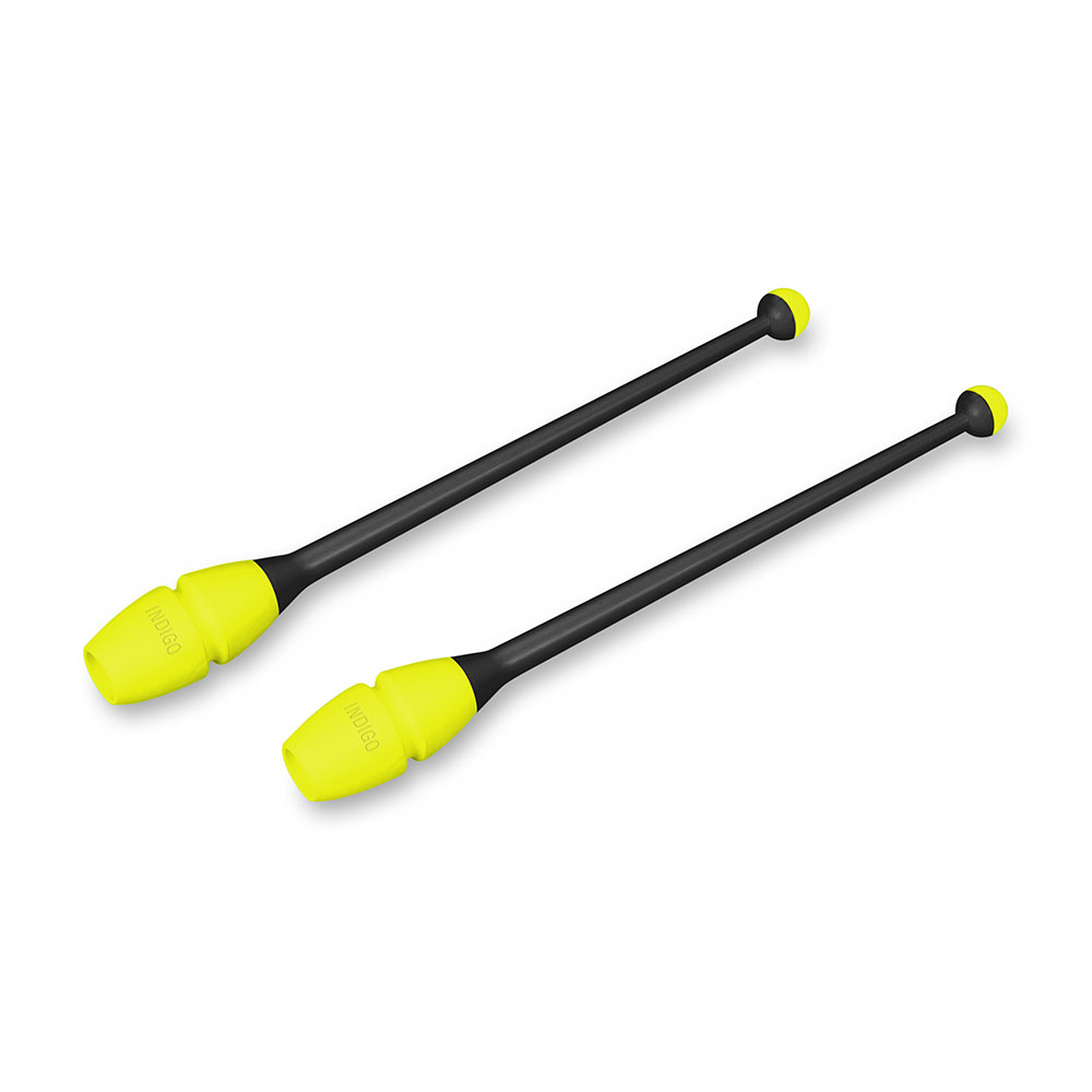 Булавы для художественной гимнастики INDIGO IN018, Размер 41 см, Цвет Черно-лаймовый