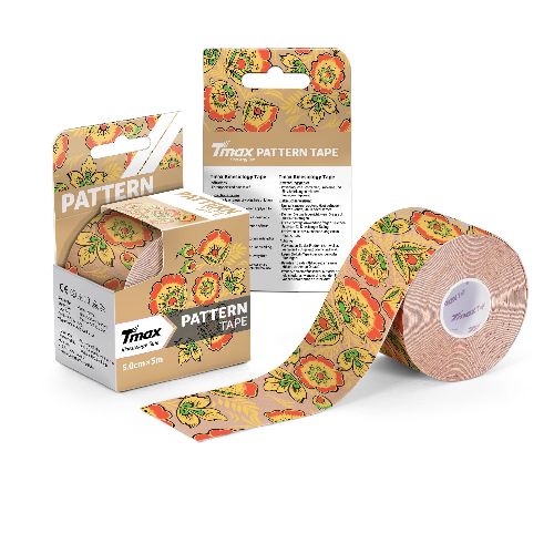 Тейп кинезиологический TMAX Pattern, размер 5 см x 5 м, Цвет Бежевый