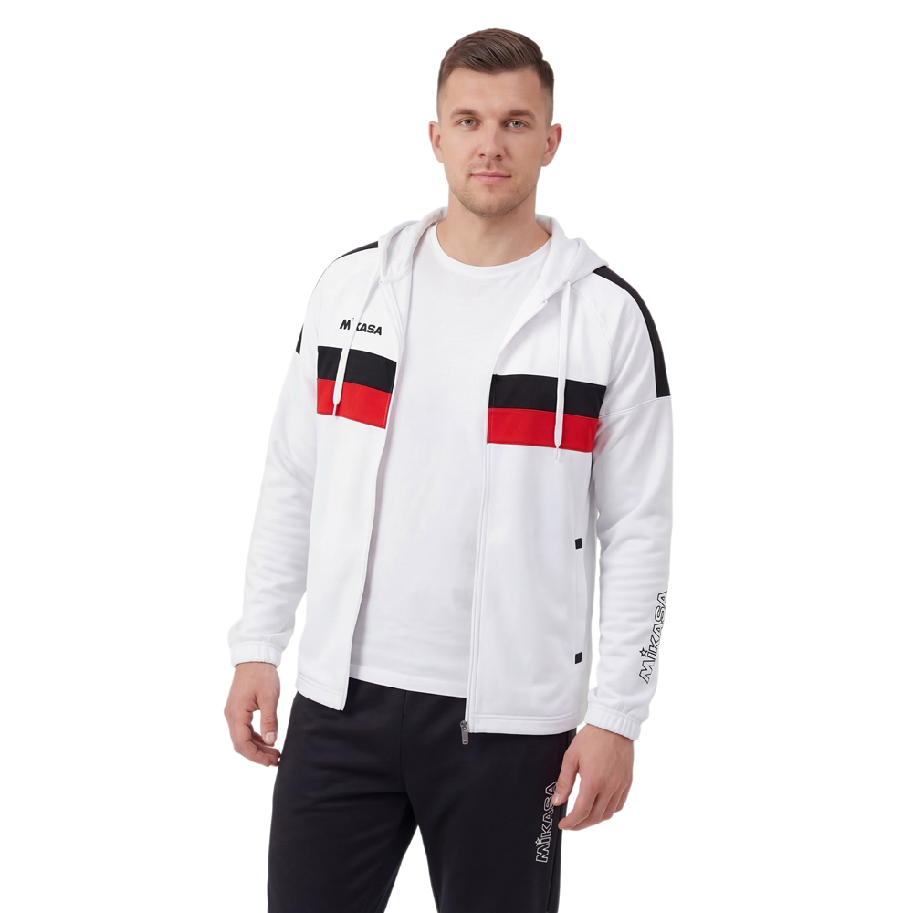 Костюм спортивный MIKASA, мужской с капюшоном, Размер 3xl, Цвет Белый/черный