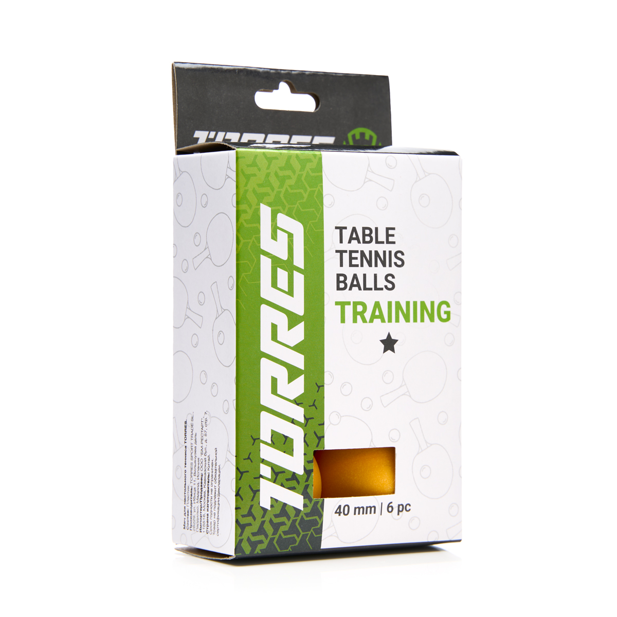 Мяч для настольного тенниса TORRES Training 1*, упаковка 6 шт, Цвет Оранжевый