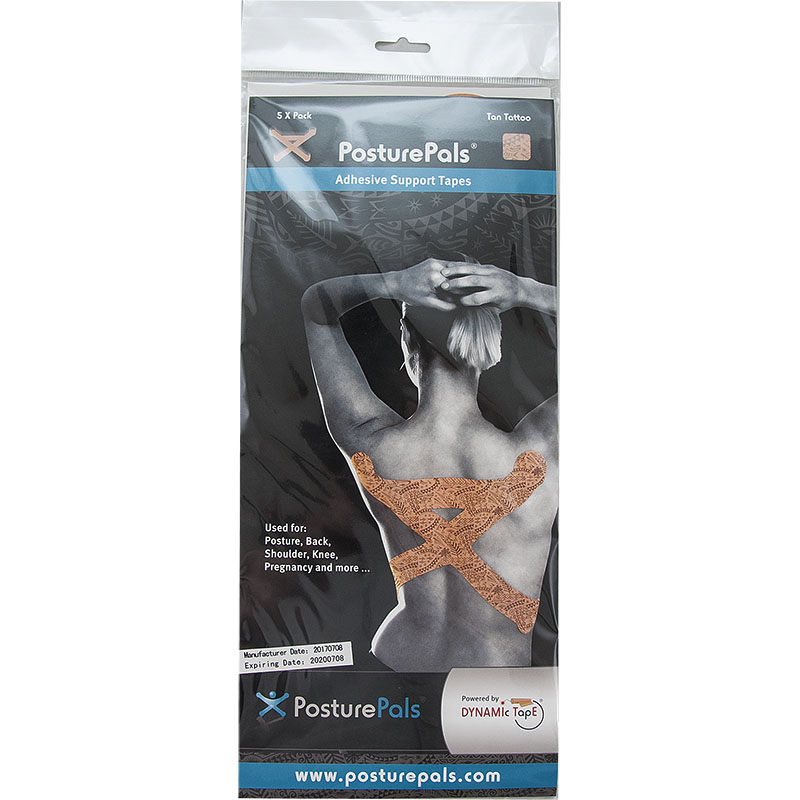 Тейп динамический POSTYREPALS X Tape, преднарезка, по 5 шт, телесный