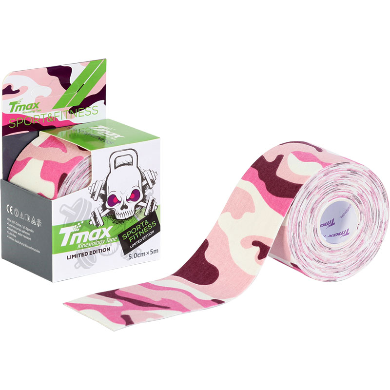 Тейп кинезиологический TMAX Pattern, размер 5 см x 5 м, Цвет Розовый