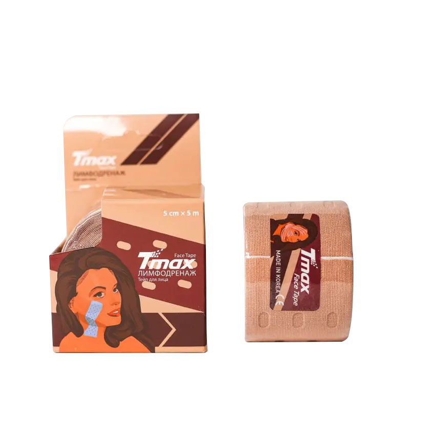Тейп кинезиологический для лица TMAX Beauty Tape, хлопок, с перфорацией, размер 5см x 5м