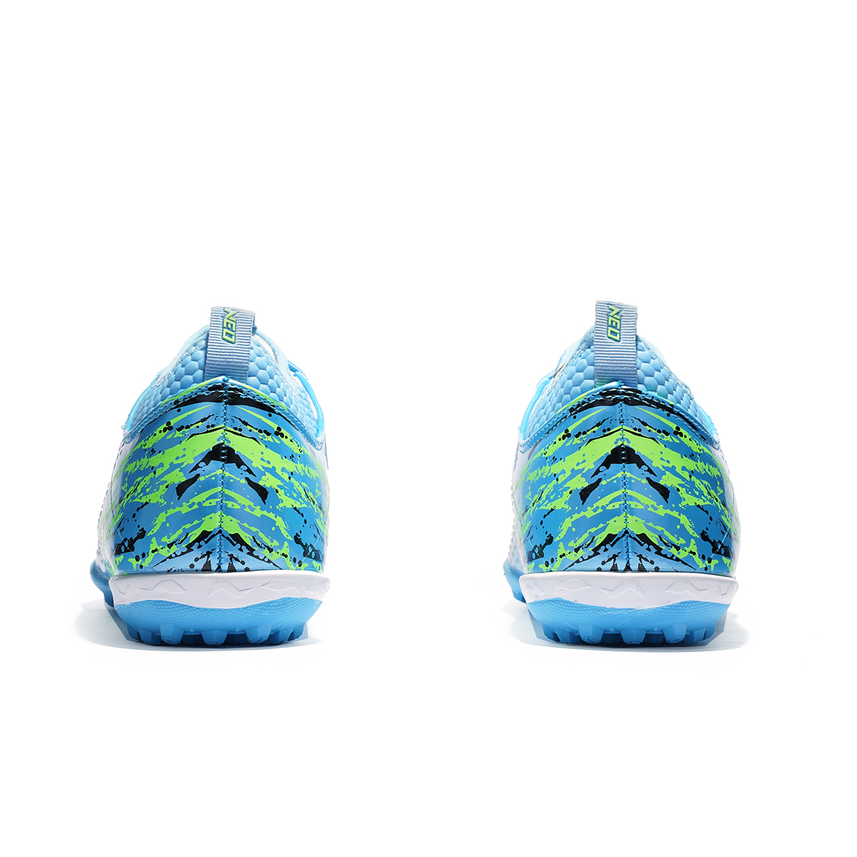 Бутсы футбольные (многошиповки) TORRES NEO-J, с носком, Размер 34, Цвет Голубой/Салатовый