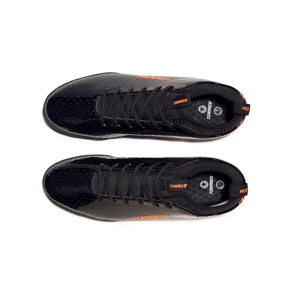 Бутсы футбольные (многошиповки) TORRES NEO-J, с носком, Размер 34, Цвет Черный/Оранжевый