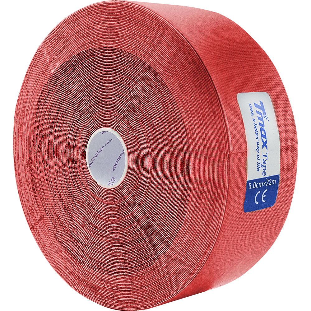 Тейп кинезиологический TMAX Extra Sticky, размер 5 см x 22 м, Цвет Красный