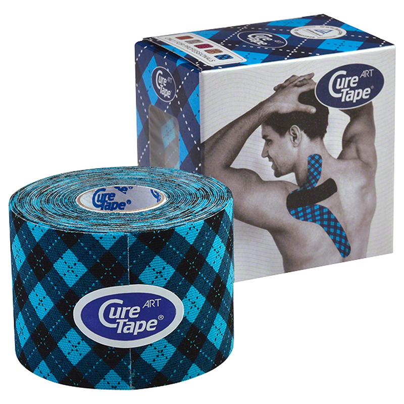 Тейп кинезиологический CURETAPE Art, размер 5 см x 5 м, Цвет Черно-голубой