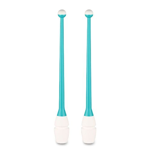 Булавы для художественной гимнастики INDIGO IN017, Размер 36 см, Цвет Бирюзово-белый