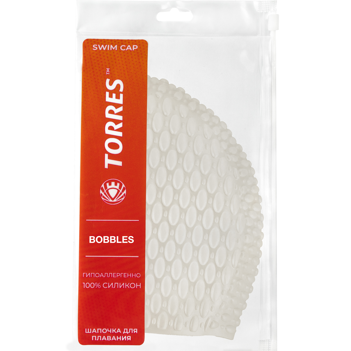 Шапочка для плавания TORRES Bobbles, Цвет Белый