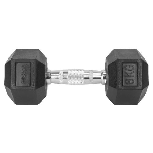 Гантель металлическая TORRES в резиновой оболочке, Вес 8 кг