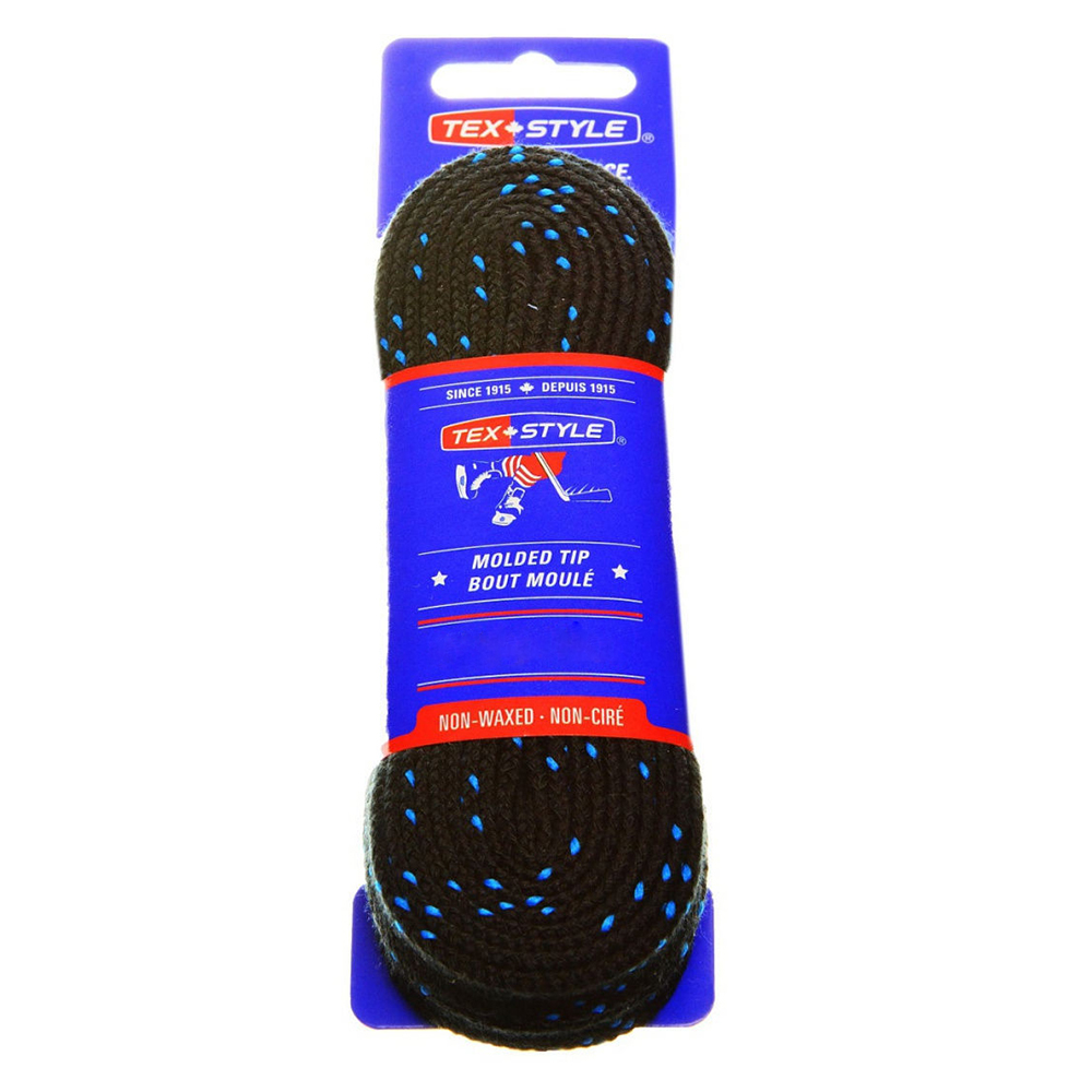 Шнурки для коньков Texstyle Double Blue Line, Размер 244см, Цвет Черный