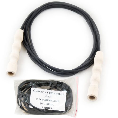 Скакалка резиновая, деревянные ручки, Длина 180 см