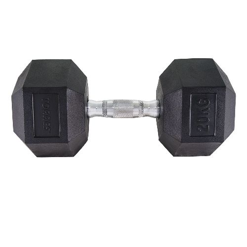 Гантель металлическая TORRES в резиновой оболочке, Вес 20 кг