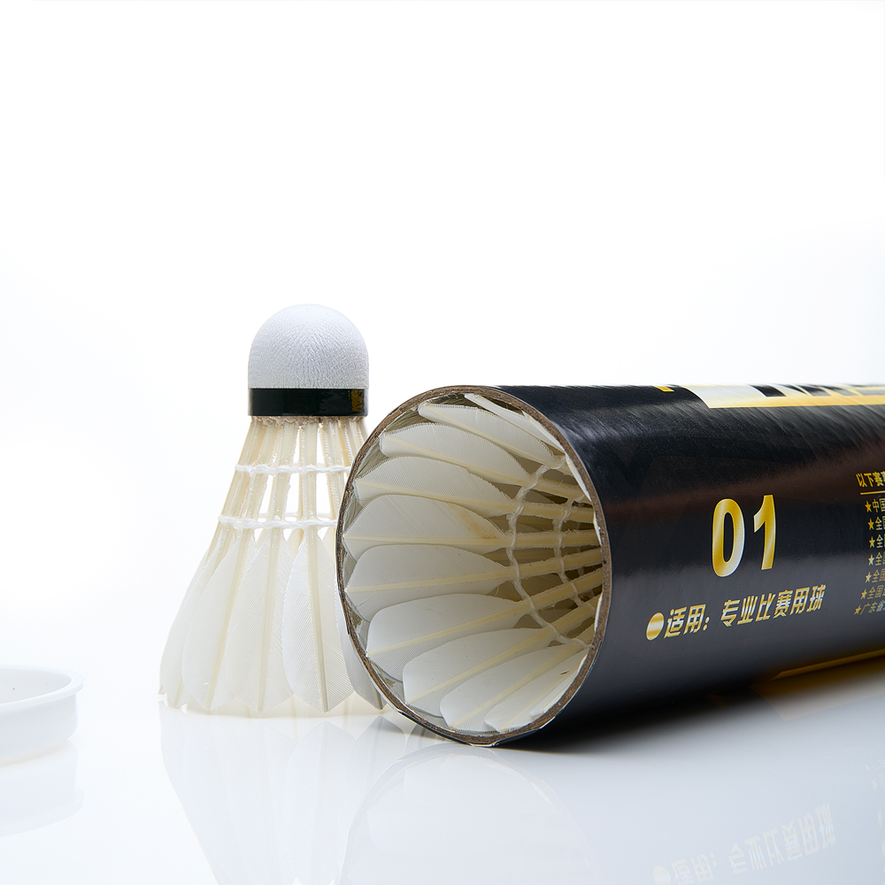 Воланы для бадминтона профессиональные DOUBLE FISH JINQUE 01, перо/пробка, 12 шт.