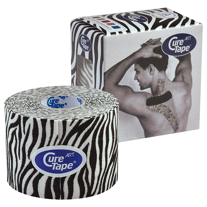 Тейп кинезиологический CURETAPE Art, размер 5 см x 5 м, Цвет Бело-черный