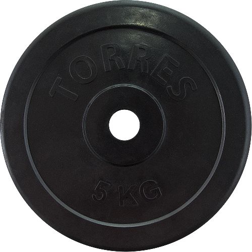 Диск обрезиненный TORRES, вес 5 кг,  диаметр 26 мм, Вес 5 кг