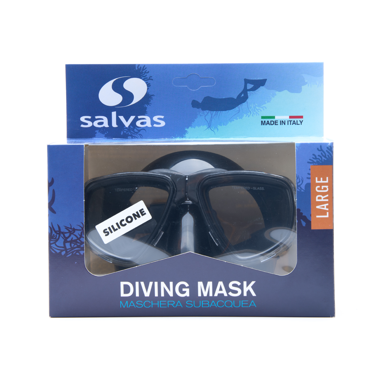 Маска для плавания SALVAS Neptun, профессиональная, размер взрослый, черная