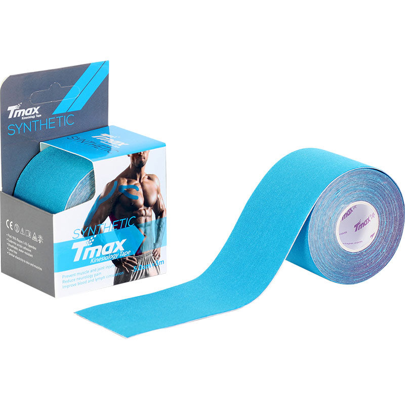 Тейп кинезиологический TMAX Synthetic, размер 5 см x 5 м, Цвет Голубой