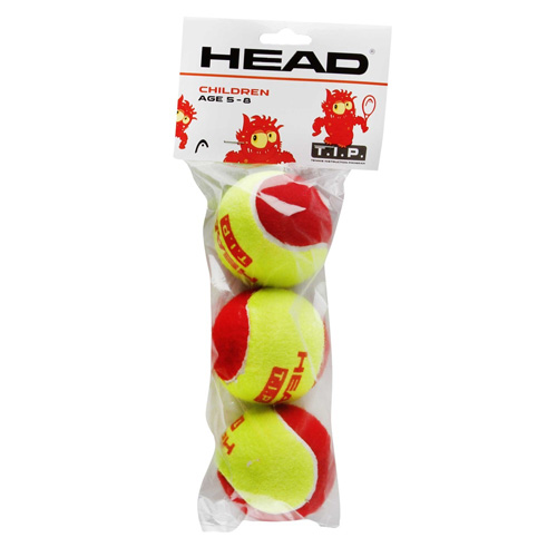 Мячи для большого тенниса HEAD T.I.P Red, детские, 5-8 лет, упаковка 3 мяча, Цвет Желто-красный