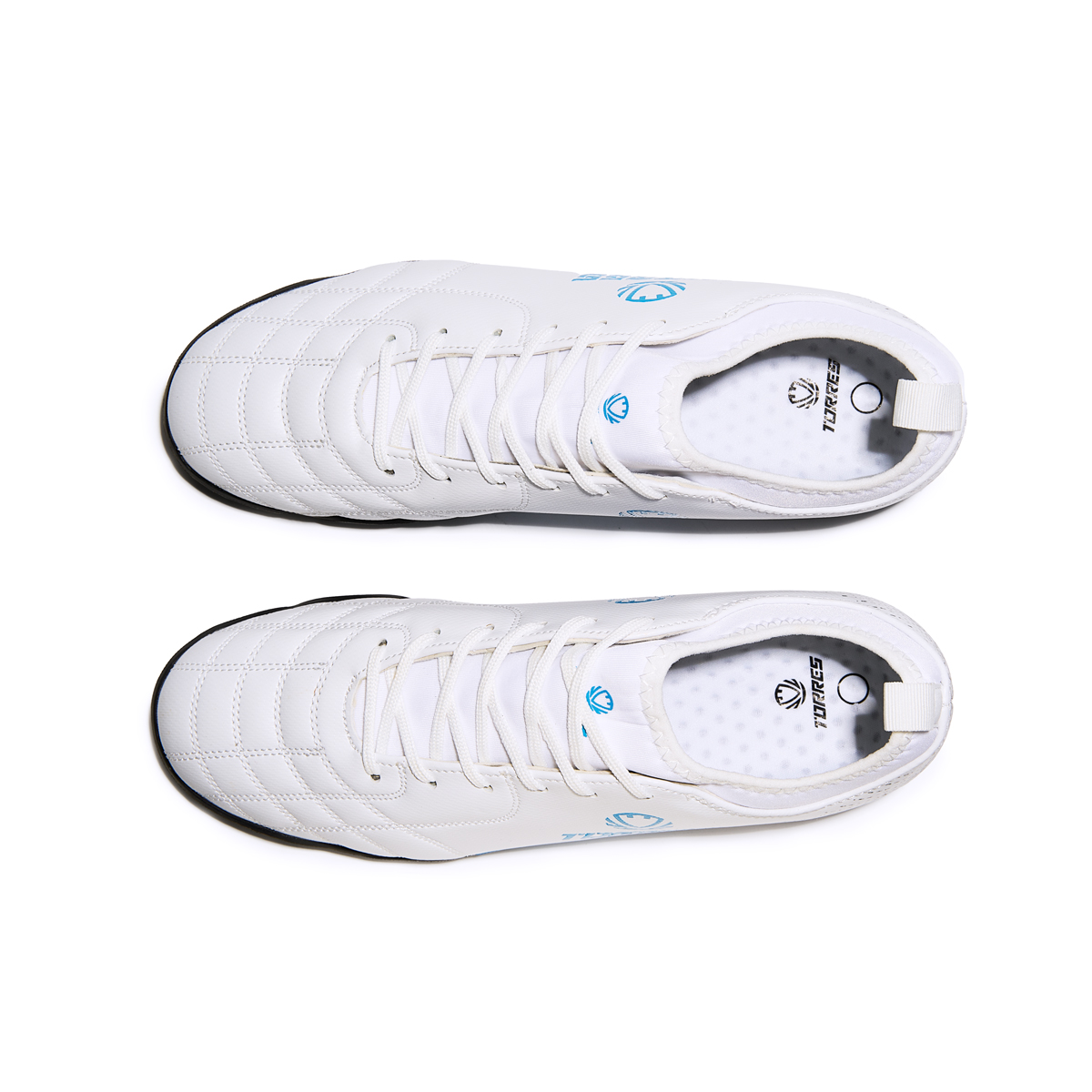 Бутсы футбольные (многошиповки) TORRES BOLA-J, с носком, Размер 34, Цвет Белый/Голубой