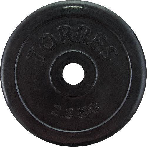 Диск обрезиненный TORRES вес 2,5 кг, диаметр 26мм, Вес 2,5 кг