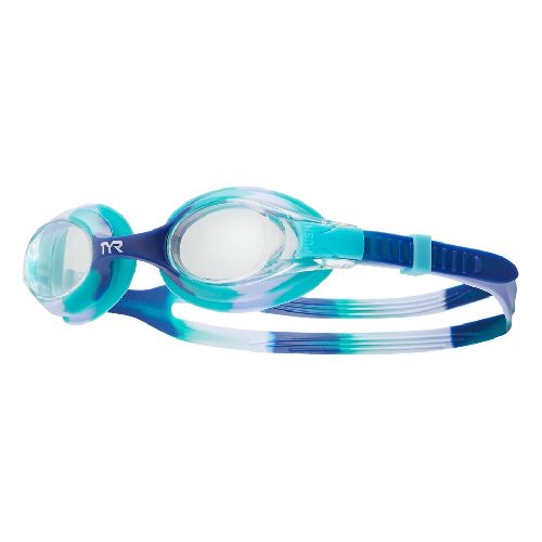 Очки для плавания TYR Swimple Tie Dye Kids, детские (3-10 лет), Цвет очков/линз Бирюзово-синий/Прозрачный