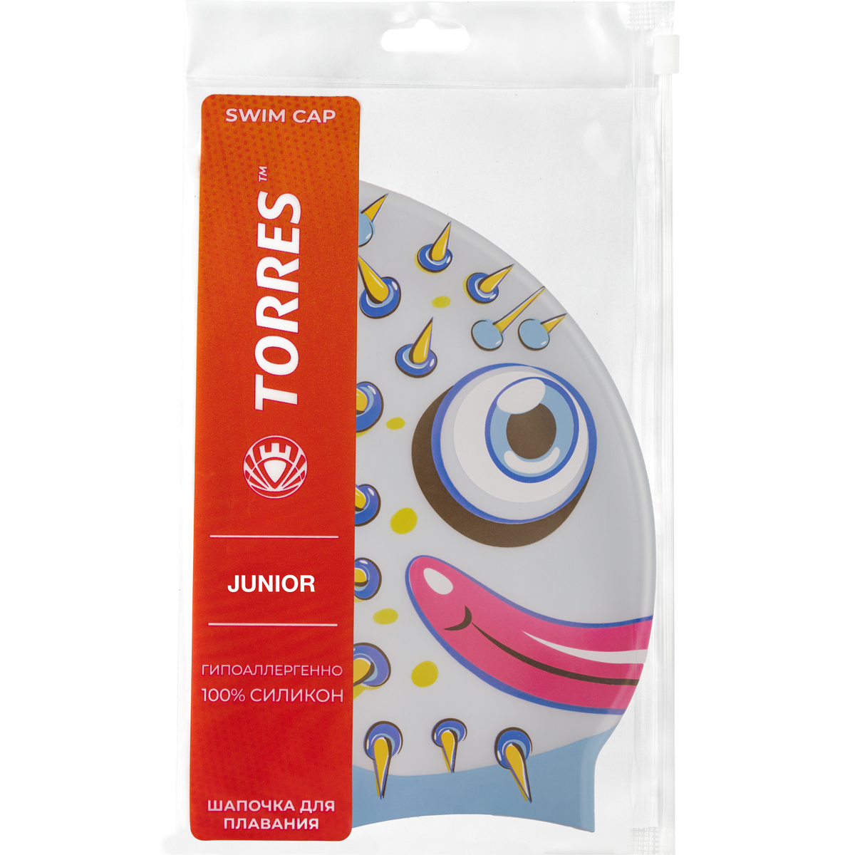 Шапочка для плавания TORRES Junior детская, Цвет Серо-голубой