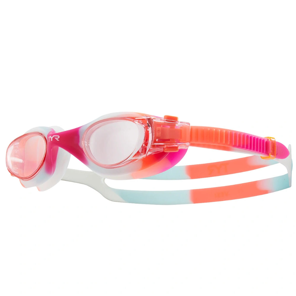 Очки для плавания TYR Vesi Tie Dye Junior, подростковые, Цвет очков/линз Мультиколор/Розовый
