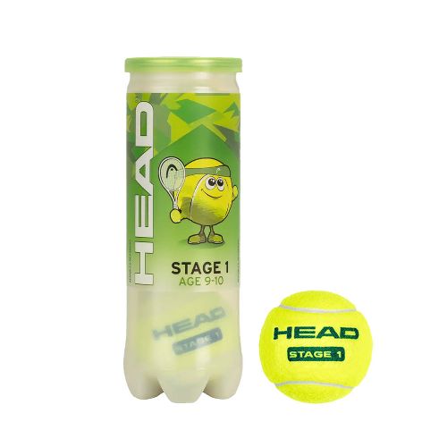 Мячи для большого тенниса HEAD Stage 1 Green, детские, от 11 лет, упаковка 3 мяча