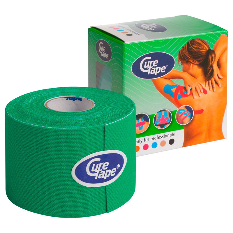 Тейп кинезиологический CURETAPE, размер 5 см x 5 м, Цвет Зеленый