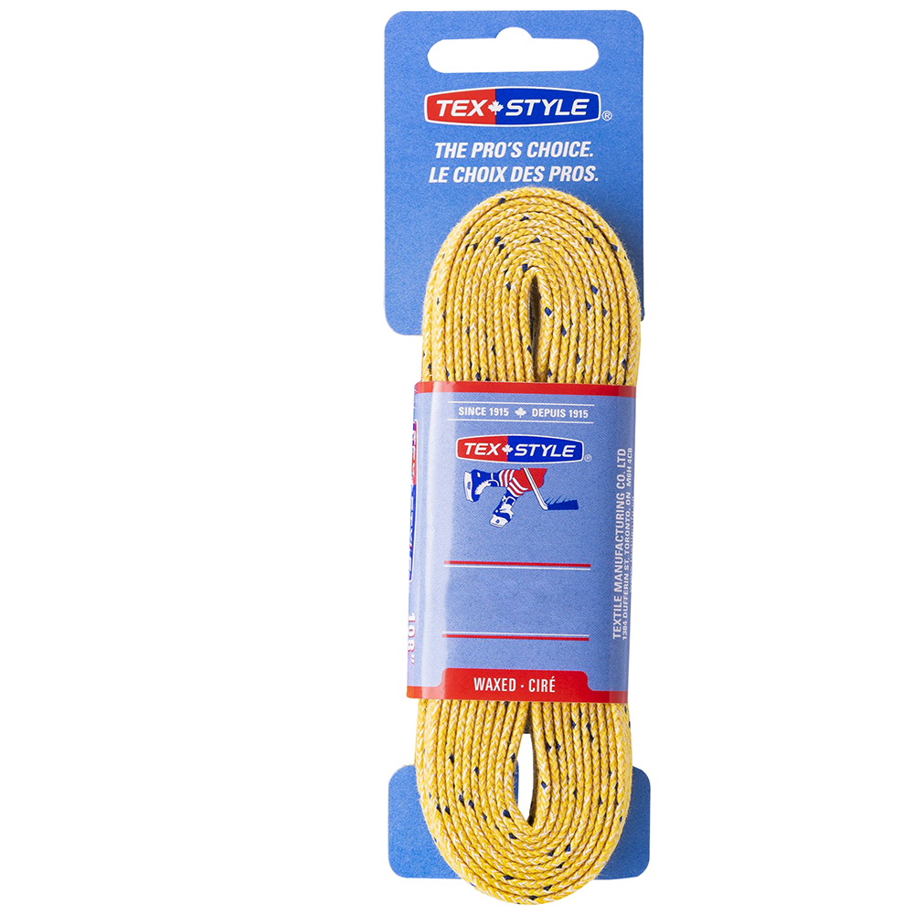 Шнурки для коньков Texstyle Double Blue Line Waxed, длина 274см, Размер 274см, Цвет Желтый