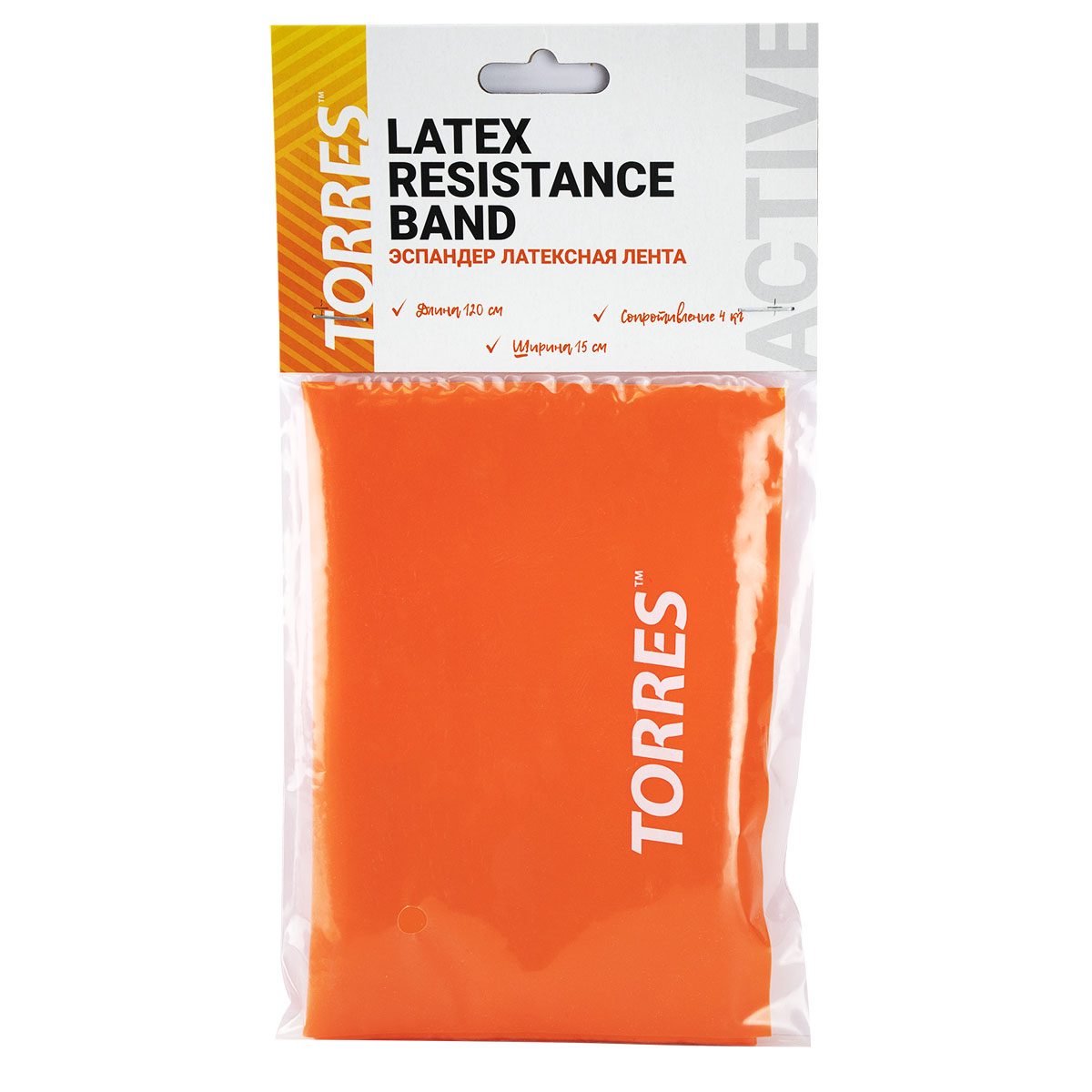 Эспандер TORRES латексная лента 120х15 см, сопротивление 4 кг