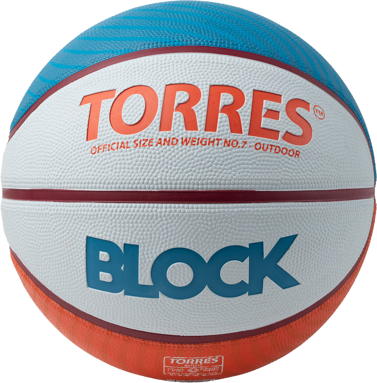 Мяч баскетбольный TORRES Block, размер 7
