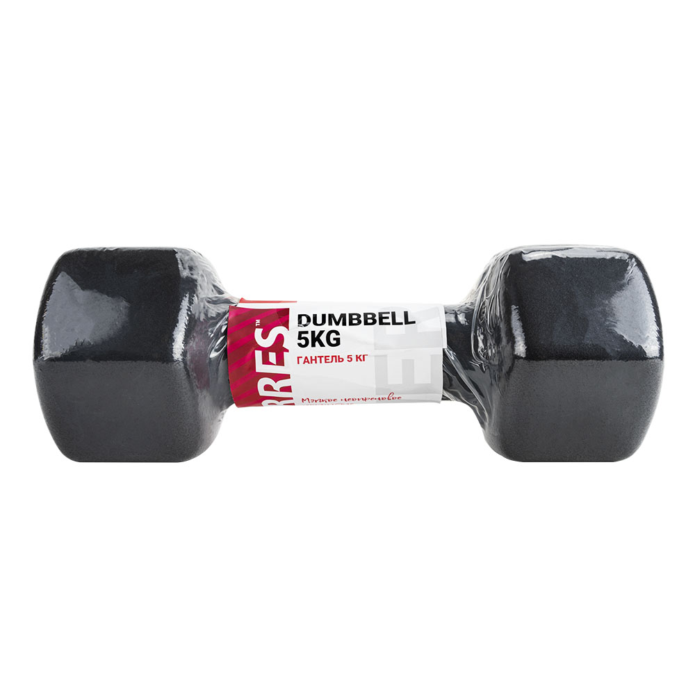 Гантель металлическая TORRES в неопреновой оболочке, Вес 5 кг