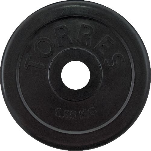 Диск обрезиненный TORRES 1,25 кг, диаметр 26мм, Вес 1,25 кг