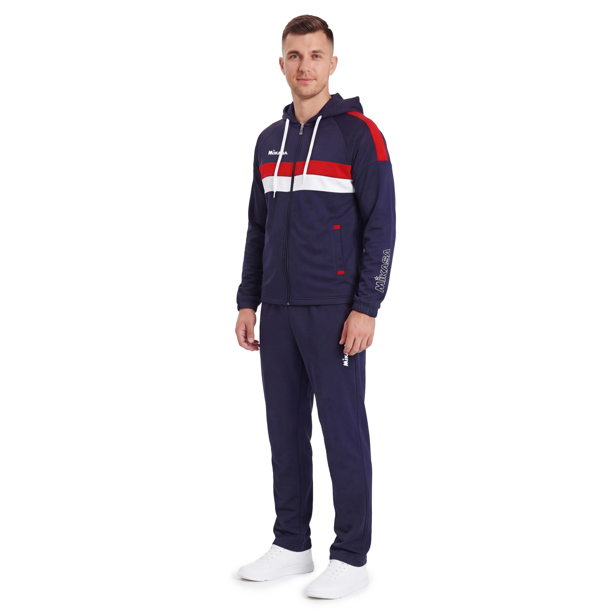 Костюм спортивный MIKASA, мужской с капюшоном, Размер l, Цвет Темно-синий
